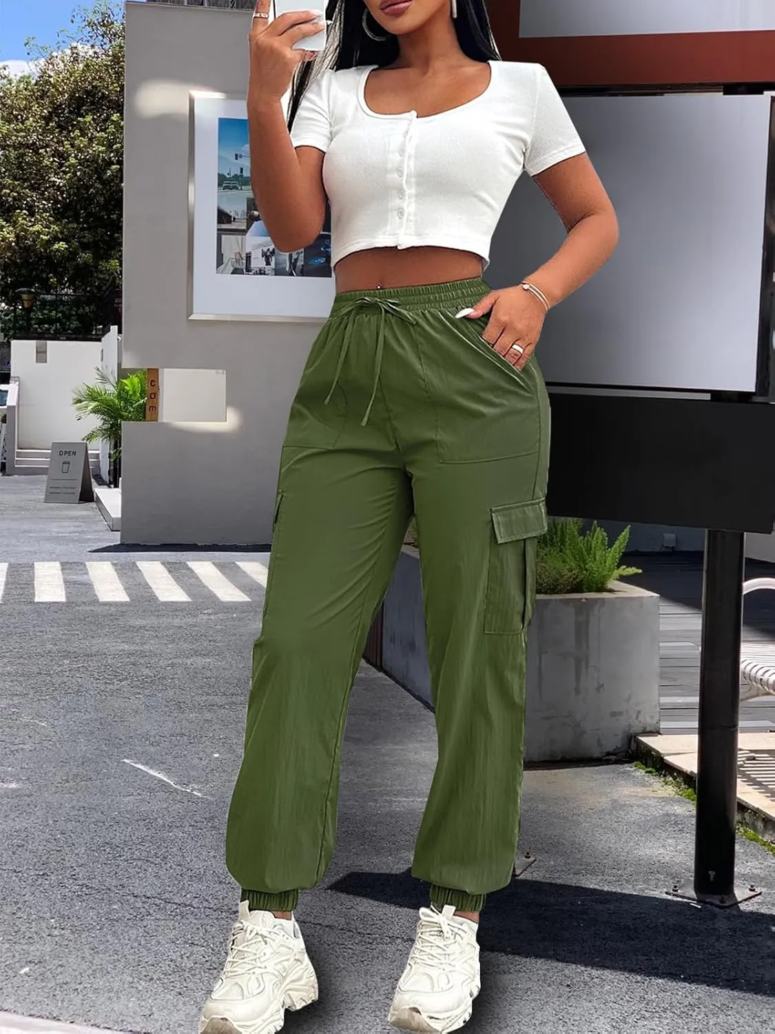 Cargo Pants Women Lightweight Joggers Quick Dry Summer Hiking Pants with Pockets