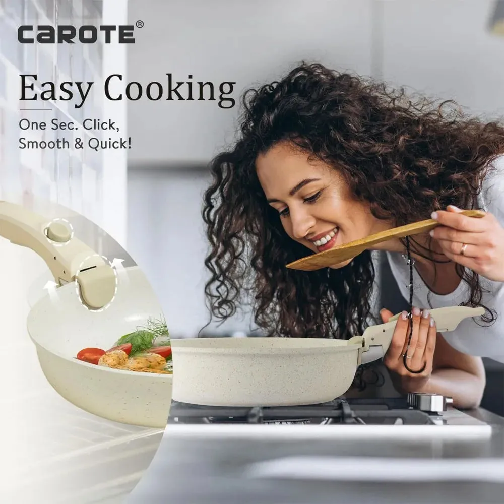 CAROTE 11 piece Pots and Pans Set, Nonstick Cookware Sets with Detachable Handle