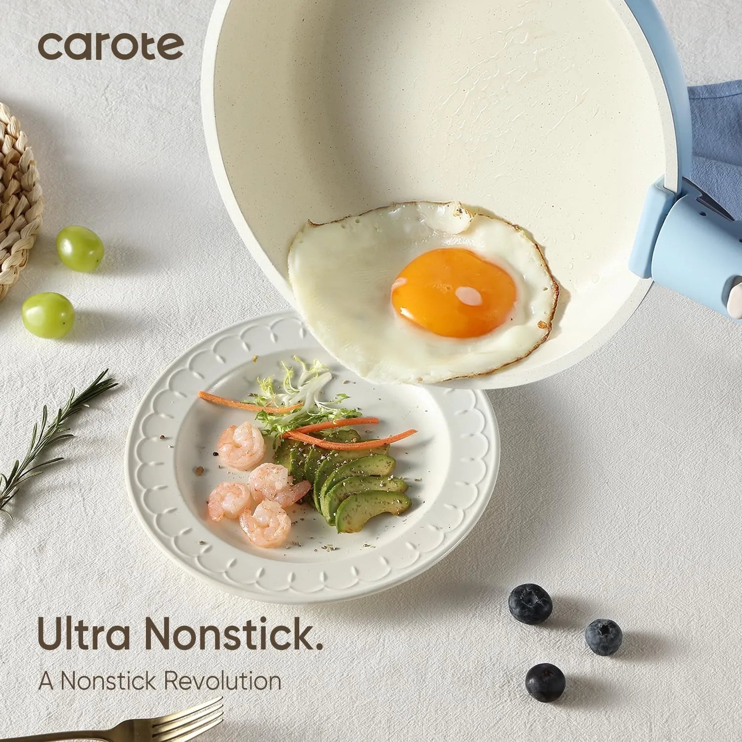 CAROTE Pots and Pans Set, Nonstick Cookware Set Detachable Handle, 15pcs Induction Kitchen Cookware Sets Non Stick with Removable Handle, RV Cookware Set, Oven Safe, Blue