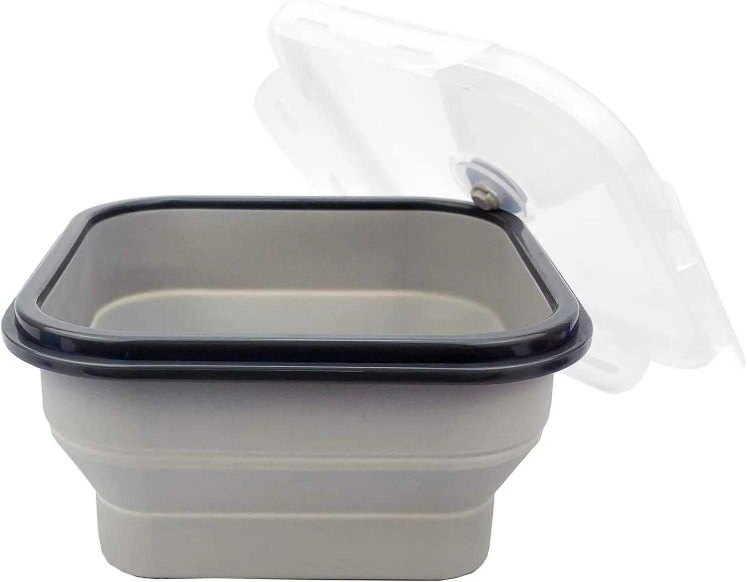 CARTINTS Large 1200ml Collapsible Bowls with Lids, Silicone Food Storage Containers, Space-Saving Meal Prep Containers For Kitchen and Outdoors Camping, Set of 3, Grey