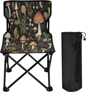 Cartoon Cute Mushroom Portable Outdoor Folding Chair Anti-Slip Padded Oxford Cloth Stool Camping Chair Small for Beach Hiking Fishing Gardening Quad Camp Chair