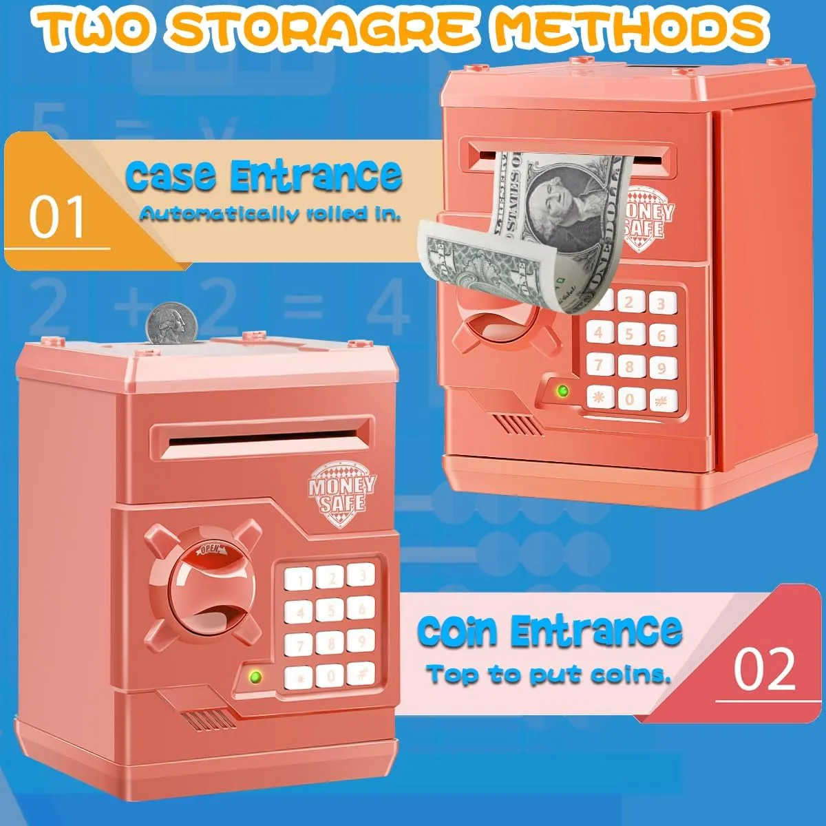 Cartoon Electronic Password Piggy Bank Cash Coin Can for Children/Toy Gifts Birthday Gifts (Pink & White)