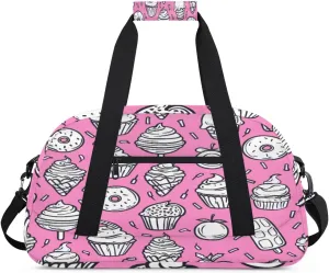 Cartoon Ice Cream Gym Duffel Bag for Men Women Cartoon Food Sports Tote Bag with Adjustable Shoulder Strap for Dance Gymnastics Traveling Outdoor Camping Overnight Stay