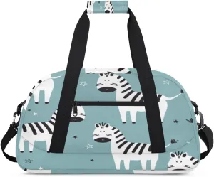 Cartoon Zebra Gym Duffel Bag for Men Women Star Pattern Sports Tote Bag with Adjustable Shoulder Strap for Dance Gymnastics Traveling Outdoor Camping Overnight Stay