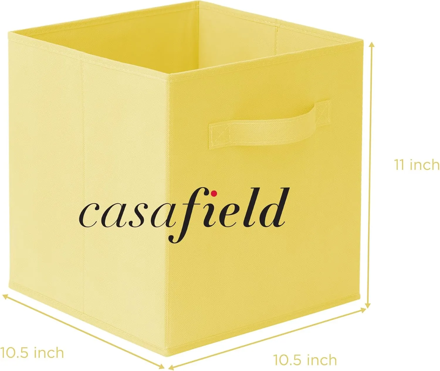 Casafield Set of 6 Collapsible Fabric Cube Storage Bins, Yellow - 11" Foldable Cloth Baskets for Shelves, Cubby Organizers & More