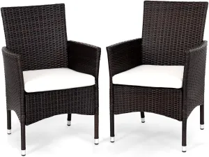 Casart Set of 2 Patio Chairs, Outdoor Wicker Chair Set with Removable Cushions, Great for Garden, Porch and Poolside