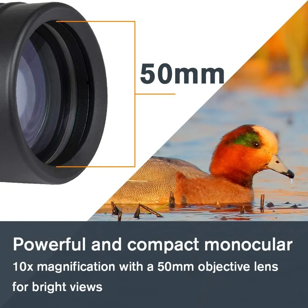Celestron – Outland X 10x50 Monocular – Outdoor and Birding Monocular – Fully Multi-Coated Optics and BaK-4 Prisms – Bonus Smartphone Adapter and Bluetooth Remote Included