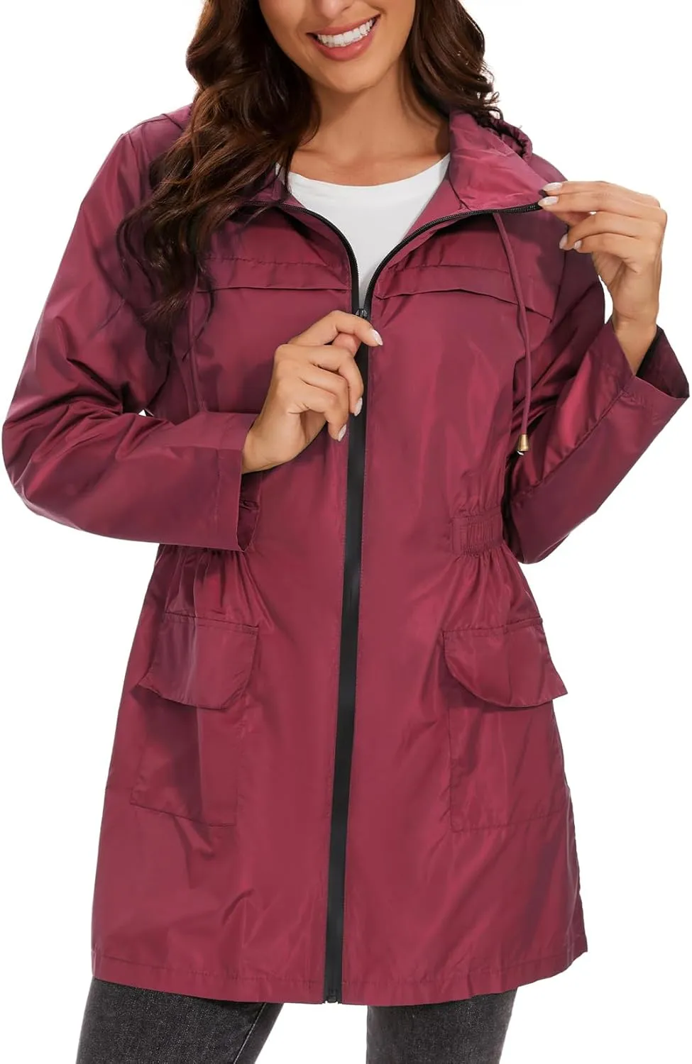 Century Star Packable Rain Jackets Waterproof Womens Rain Coats with Hood Lightweight Windbreaker Jacket