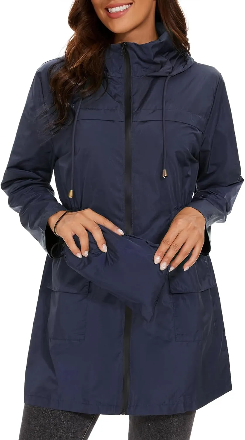 Century Star Packable Rain Jackets Waterproof Womens Rain Coats with Hood Lightweight Windbreaker Jacket