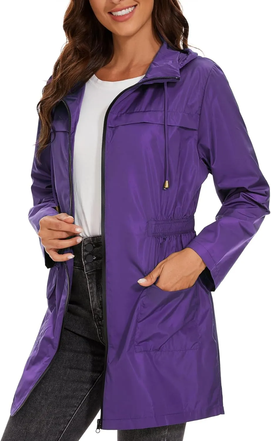 Century Star Packable Rain Jackets Waterproof Womens Rain Coats with Hood Lightweight Windbreaker Jacket