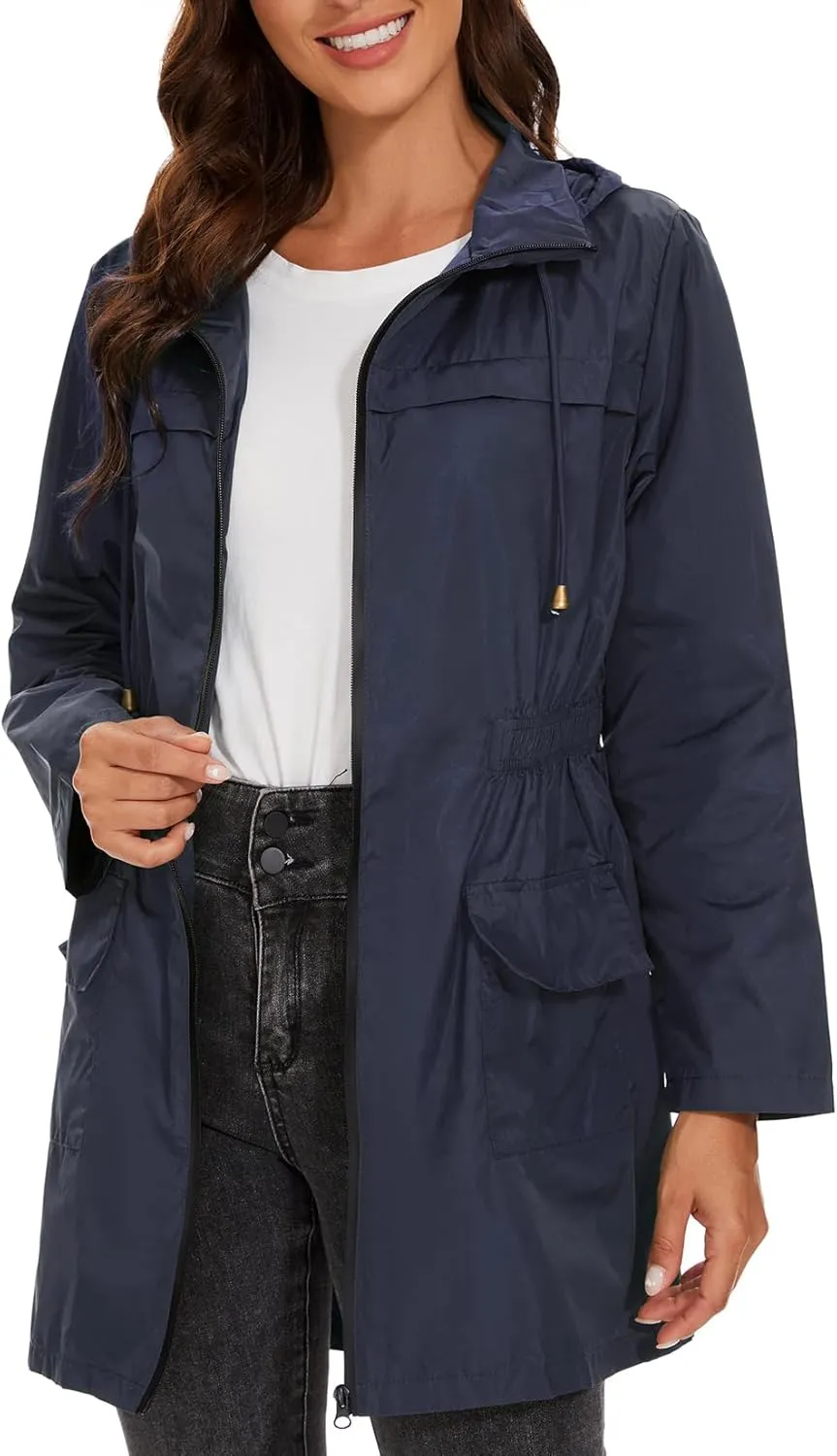 Century Star Packable Rain Jackets Waterproof Womens Rain Coats with Hood Lightweight Windbreaker Jacket