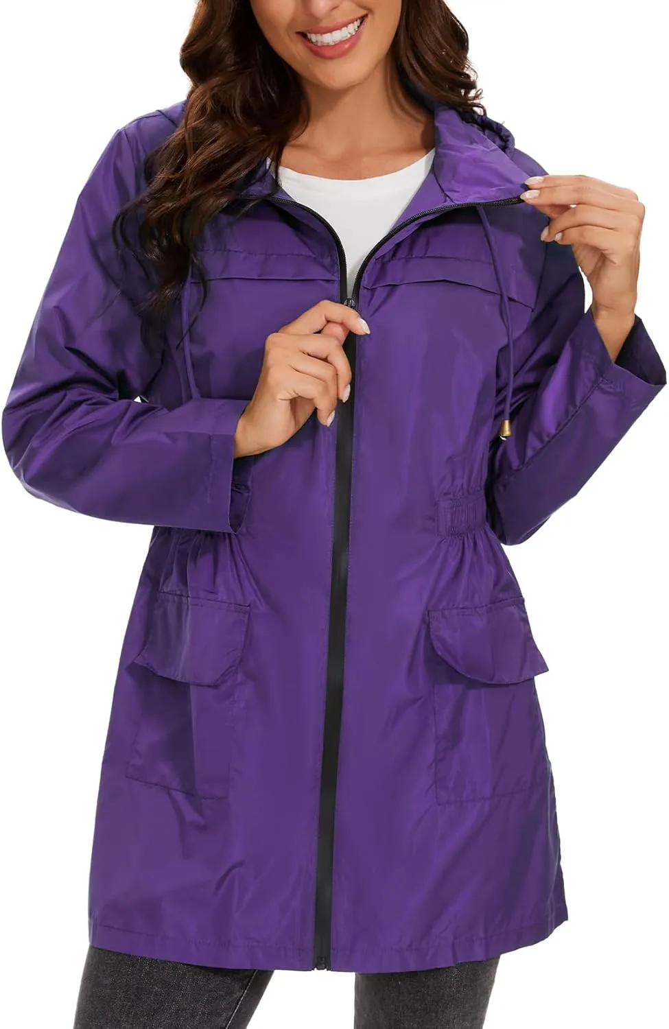 Century Star Packable Rain Jackets Waterproof Womens Rain Coats with Hood Lightweight Windbreaker Jacket