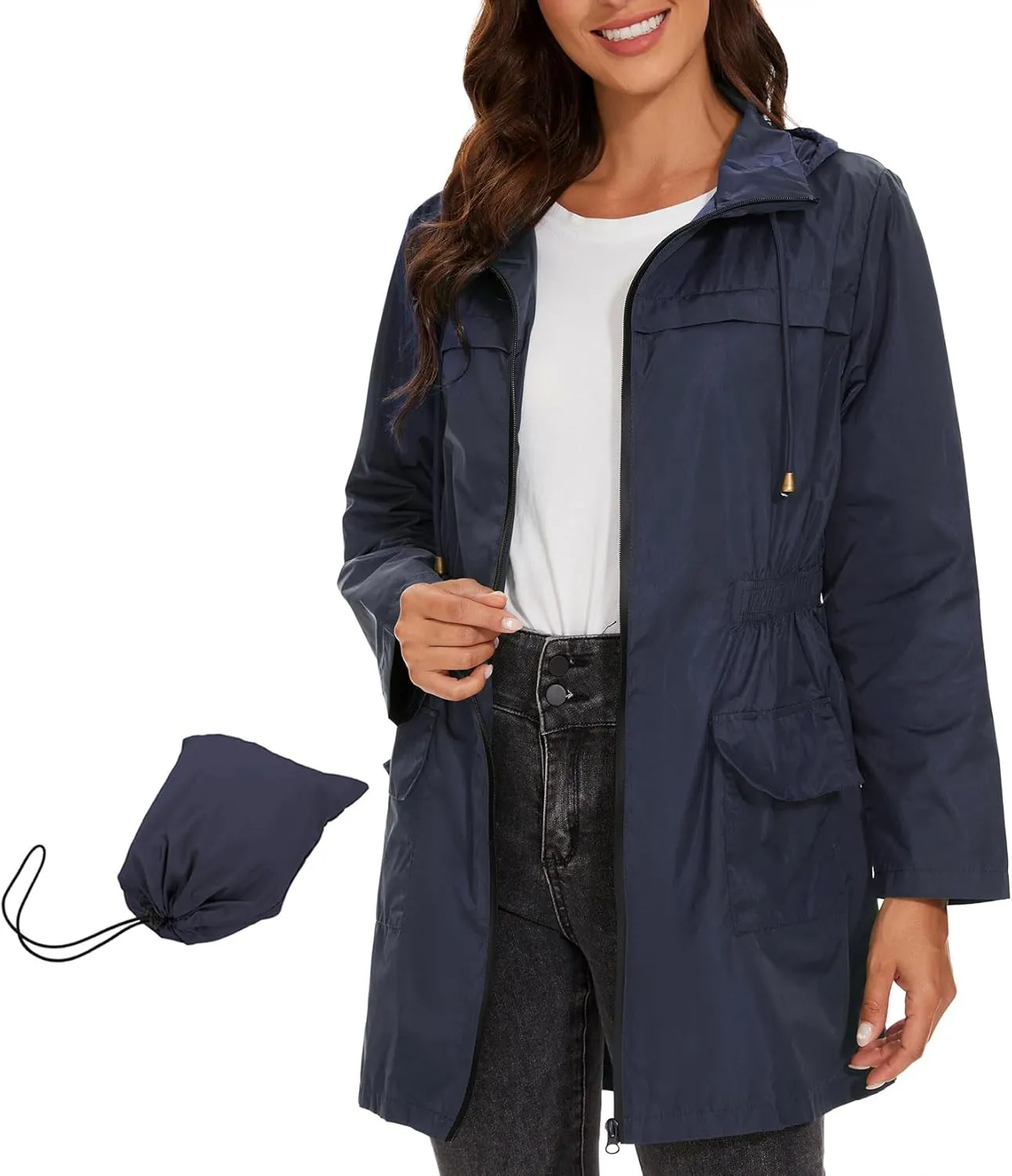 Century Star Packable Rain Jackets Waterproof Womens Rain Coats with Hood Lightweight Windbreaker Jacket