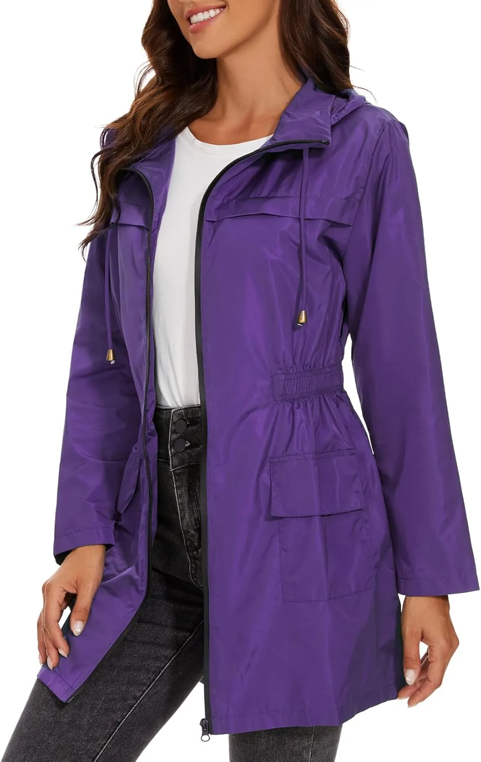 Century Star Packable Rain Jackets Waterproof Womens Rain Coats with Hood Lightweight Windbreaker Jacket