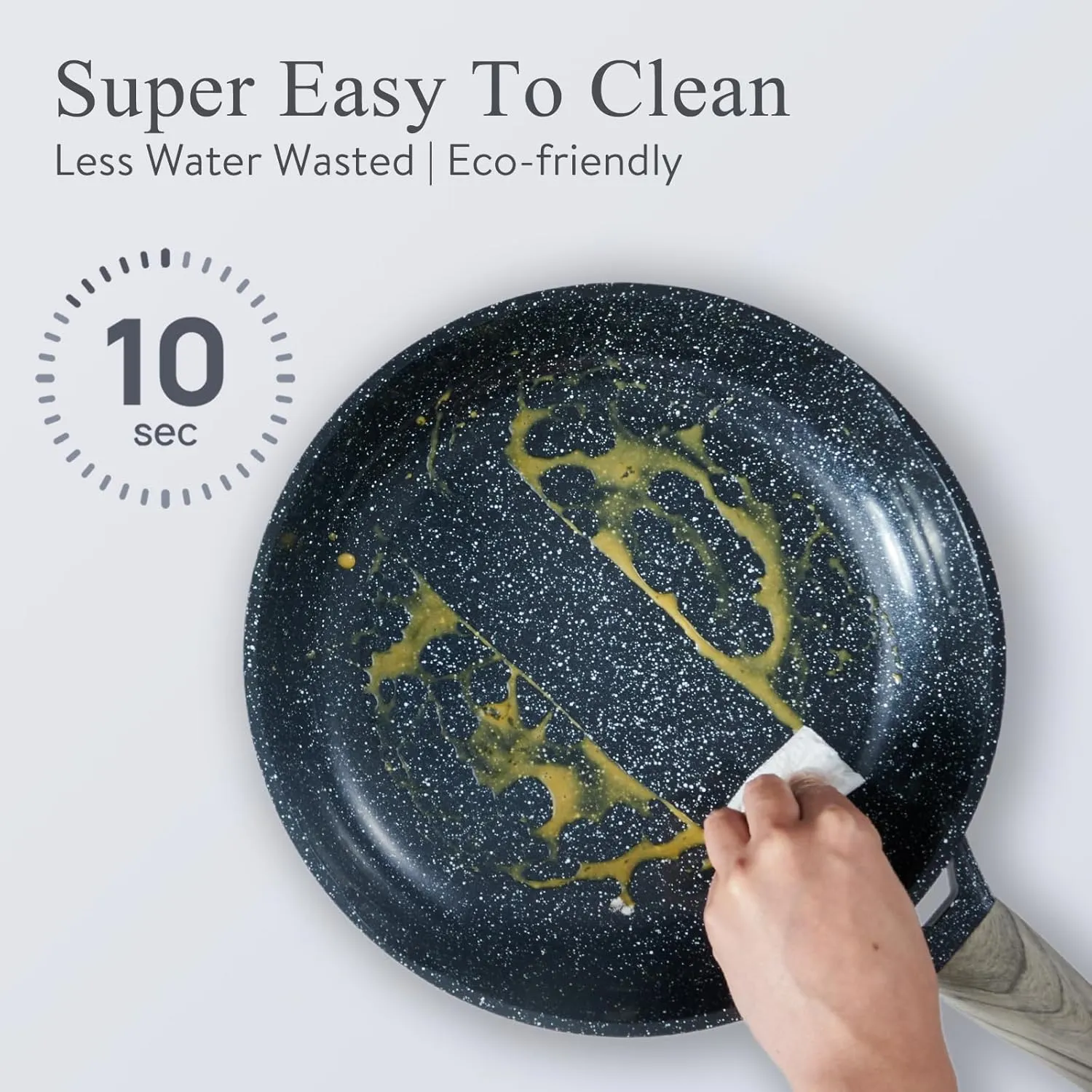 Ceramic Cookware Set 22 Piece Nonstick Pots and Pans Set Non Stick Kitchen Cooking Sets 8"Frying Pans with Lid,Black Granite Non-Toxic Induction Kitchen Cookware w/Glass Lids PFOS/PFOA-Free