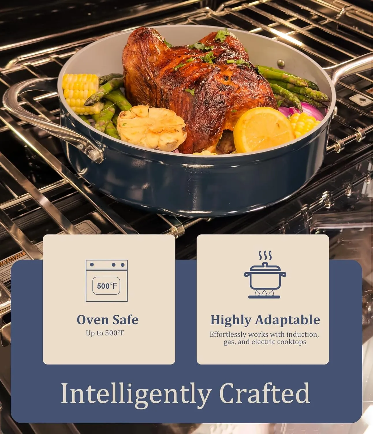 Ceramic Nonstick Pots and Pans Set 8-Piece Cookware Set - Non-Toxic & PTFE/PFOA/PFAS Free, Induction Compatible, Oven & Dishwasher Safe to 500°F, Caribbean Blue