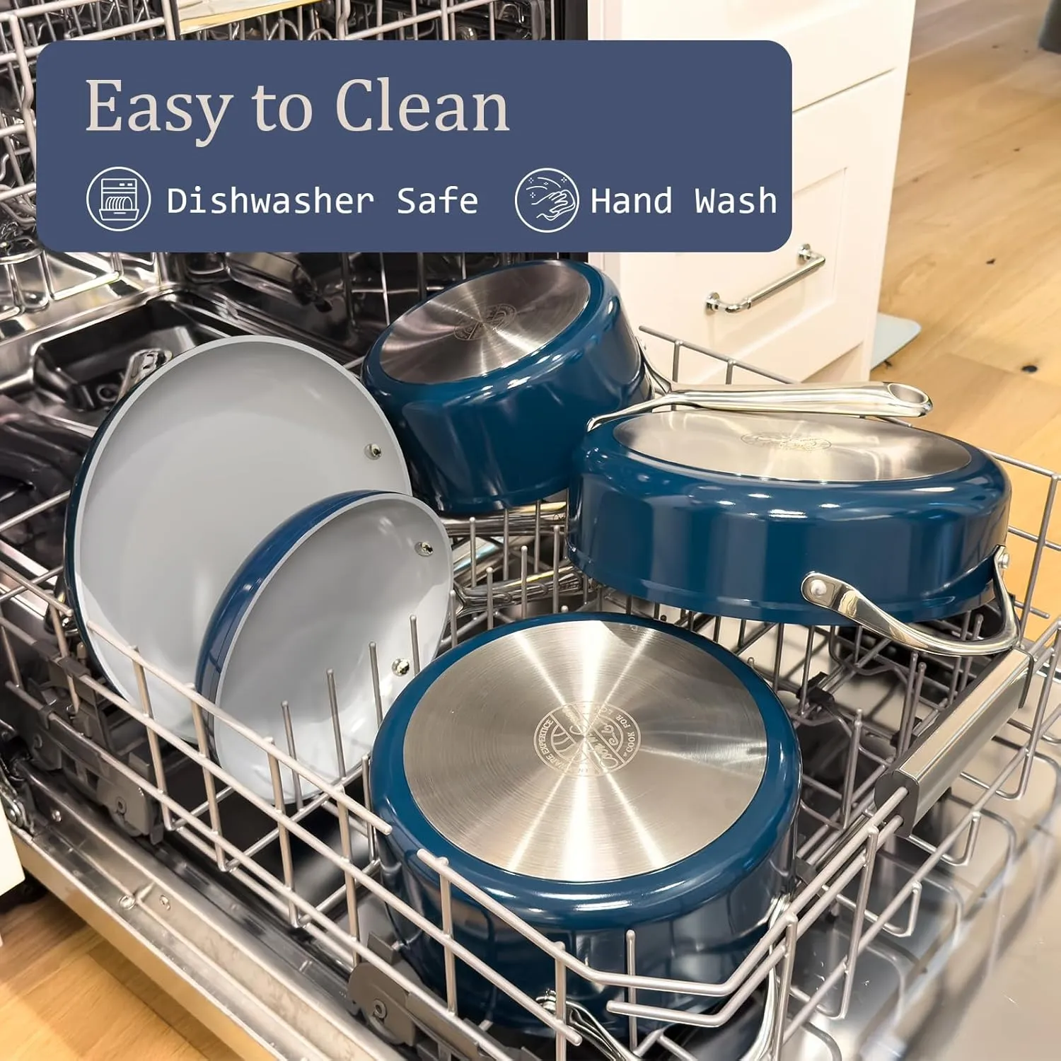 Ceramic Nonstick Pots and Pans Set 8-Piece Cookware Set - Non-Toxic & PTFE/PFOA/PFAS Free, Induction Compatible, Oven & Dishwasher Safe to 500°F, Caribbean Blue