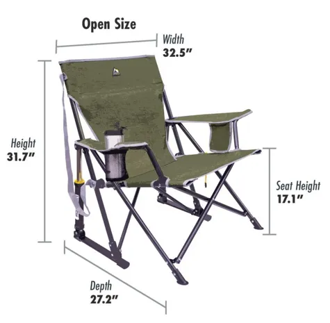 CGI Outdoor Kickback Rocker - Folding Portable Camping Rocking Chair