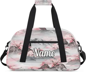 Cherry Blossom Mountains Custom Sports Gym Bag Personalized Dance Bag Teens Travel Weekender Overnight Carry On Bag Boys Girls Waterproof