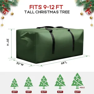 Christmas Tree Storage Bag Fits 9-12 ft Tall Christmas Tree, Outdoor Patio Cushion Storage Bag 420D Oxford Waterproof Extra Large with Zipper and Handles 68x30x20 Inches