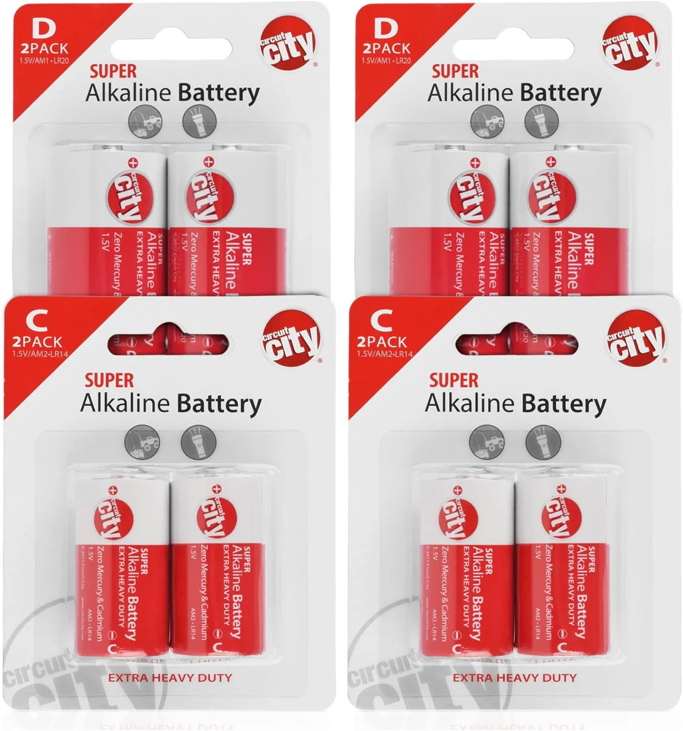 Circuit City Essential 4 C-Cell & 4 D-Cell High Performance Alkaline Batteries (8 Total)