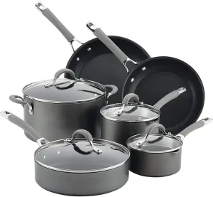 Circulon 84564 Elementum Hard Anodized Nonstick Cookware Set / Pots and Pans Set - 10 Piece, Gray
