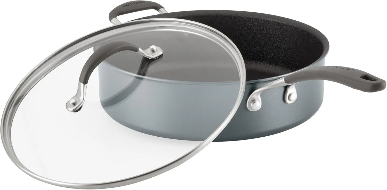 Circulon A1 Series with ScratchDefense Technology Nonstick Induction Sauté Pan with Helper Handle and Lid, 5 Quart, Graphite