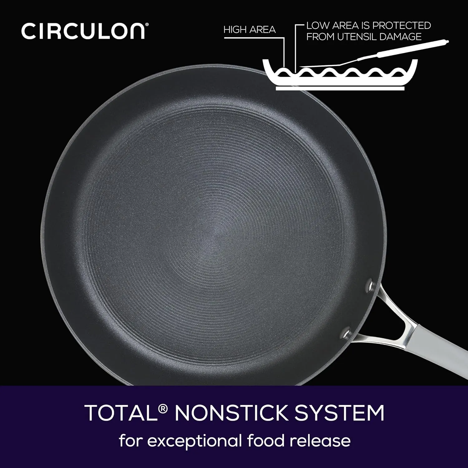 Circulon Elementum Hard Anodized Nonstick Deep Frying Pan/Skillet with Lid, 12 Inch, Oyster Gray