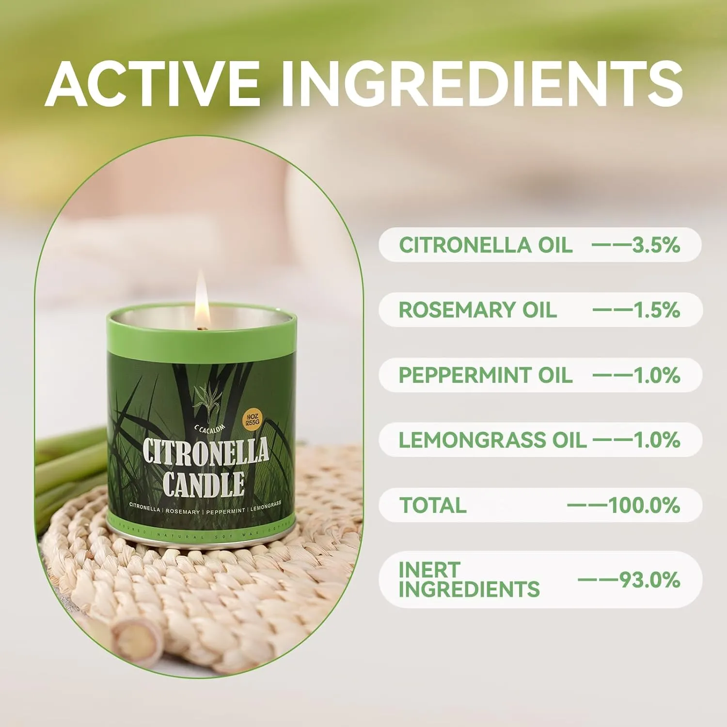 Citronella Candles Outdoor,Home Scented Candle Sets for Camping, Natural Soy Wax Candles,Lemongrass Candle for Patio,Garden,and Yard Balcony,9 Ounce,2 Count