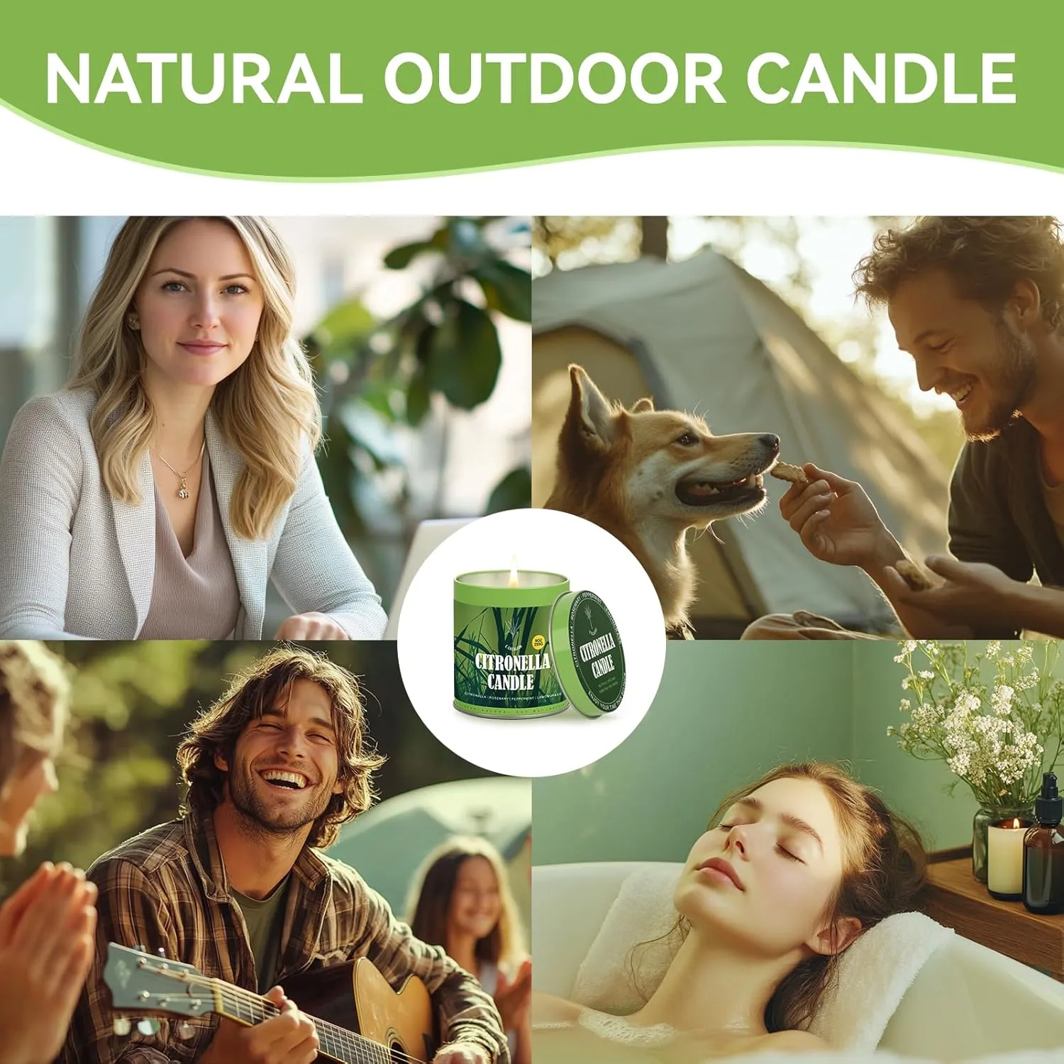 Citronella Candles Outdoor,Home Scented Candle Sets for Camping, Natural Soy Wax Candles,Lemongrass Candle for Patio,Garden,and Yard Balcony,9 Ounce,2 Count