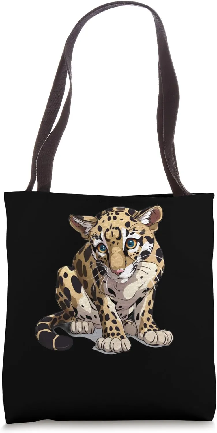 Clouded Leopard Cartoon Tote Bag