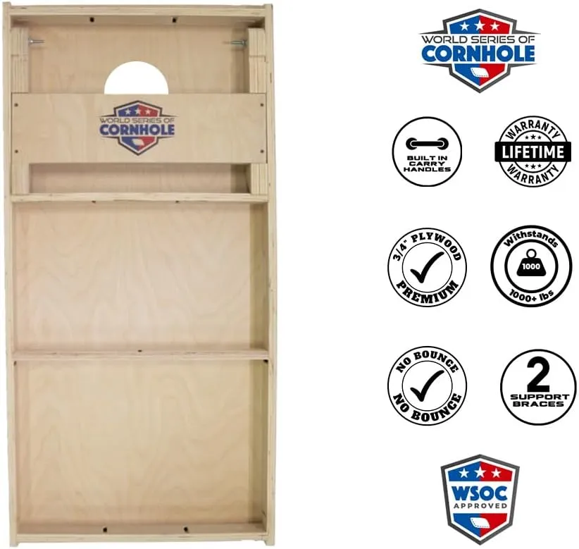 Coastal Wood Plank Cornhole Boards - WSOC Runway Series - Officially Licensed Regulation Size World Series of Cornhole Set - Outdoor Lawn Game