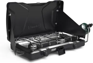 Coleman Triton 2-Burner Propane Stove, Portable Camping Cooktop with 2 Adjustable Burners & Wind Guards, 22,000 BTUs of Power