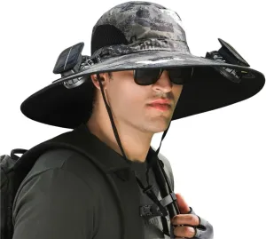 Colitt Fishing Hat, Colitt - Fishing Hat with Built in Fan, Outdoor Wide Sun Hat with Solar Fan, Fan Hat-Solar & USB Charging