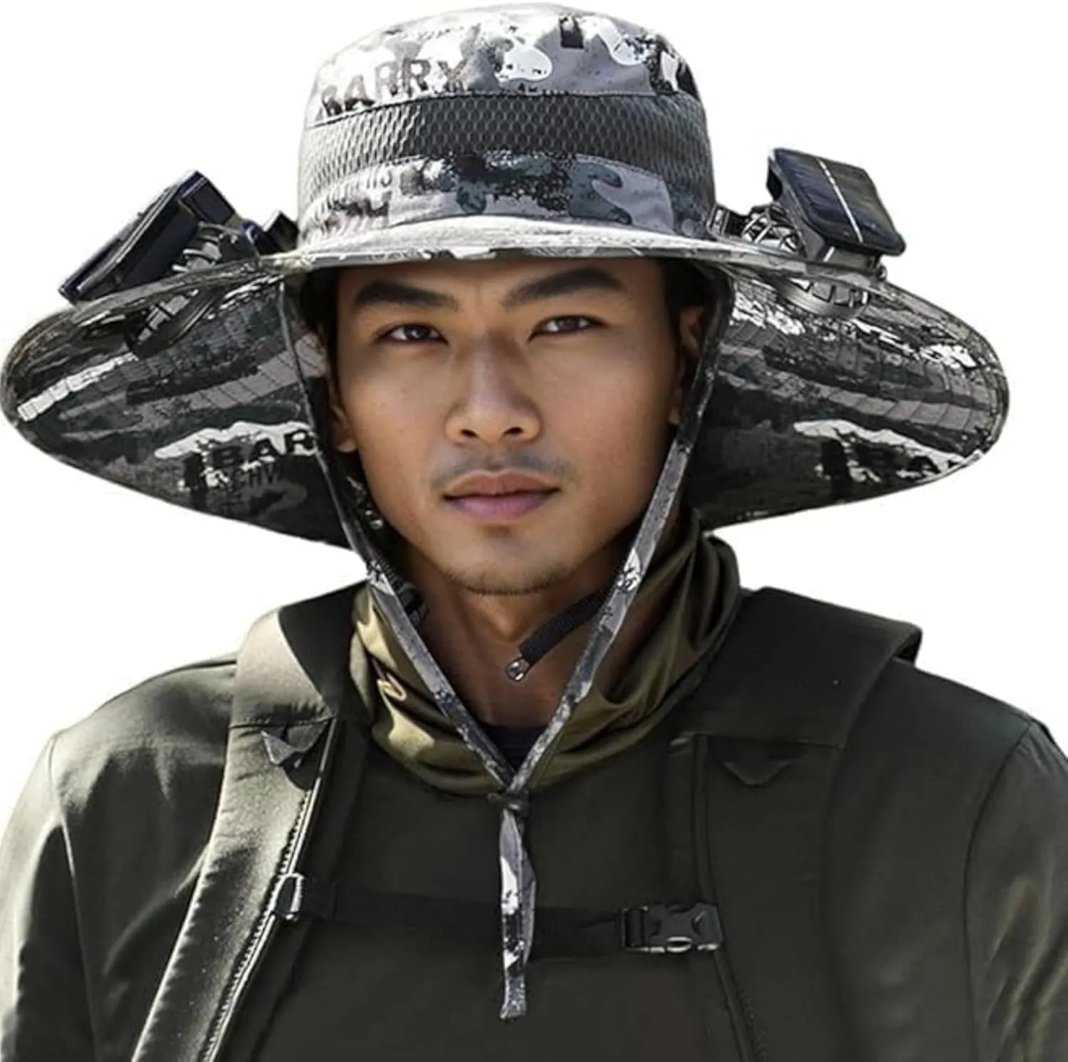 Colitt Fishing Hat with Built in Fan for Men Women, Wide Brim Solar Fan Hat Outdoor Fishing,Sun Hat with 2 Solar Fan