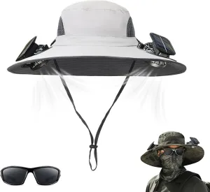 Colitt - Fishing Hat with Built in Fan, Hat with Fans Solar Power, Colitt Fishing Hat Wide-Brimmed Hats with Two Fans