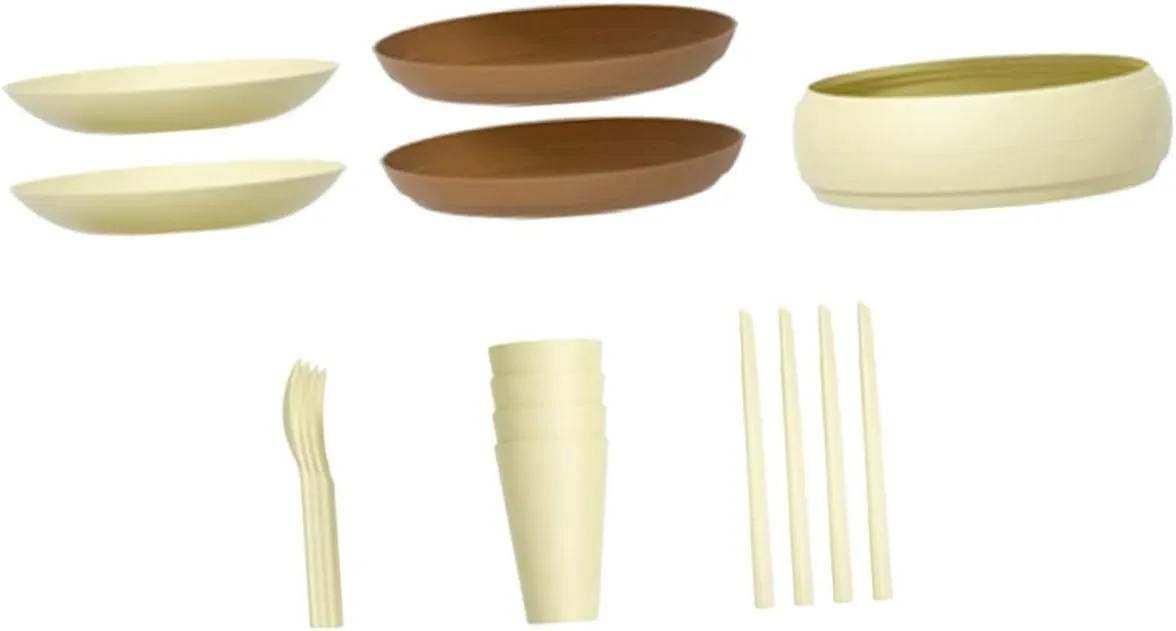 Collapsible Bowl Cup Plate 17pc Camping Picnic Utensil Set Portable Camping Tableware Nesting Cups for Outdoor Rv Dishes for Camper
