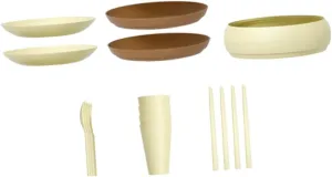 Collapsible Bowl Cup Plate 17pc Camping Picnic Utensil Set Portable Camping Tableware Nesting Cups for Outdoor Rv Dishes for Camper