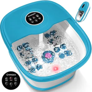 Collapsible Foot Spa Bath with Heat, Remote Control, Temperature Control, Bubbles, Red Light, Pumice Stone, 16 Massage Roller Pedicure Foot Spa Tub Foot Soaker for Soothe & Relax Tired Feet