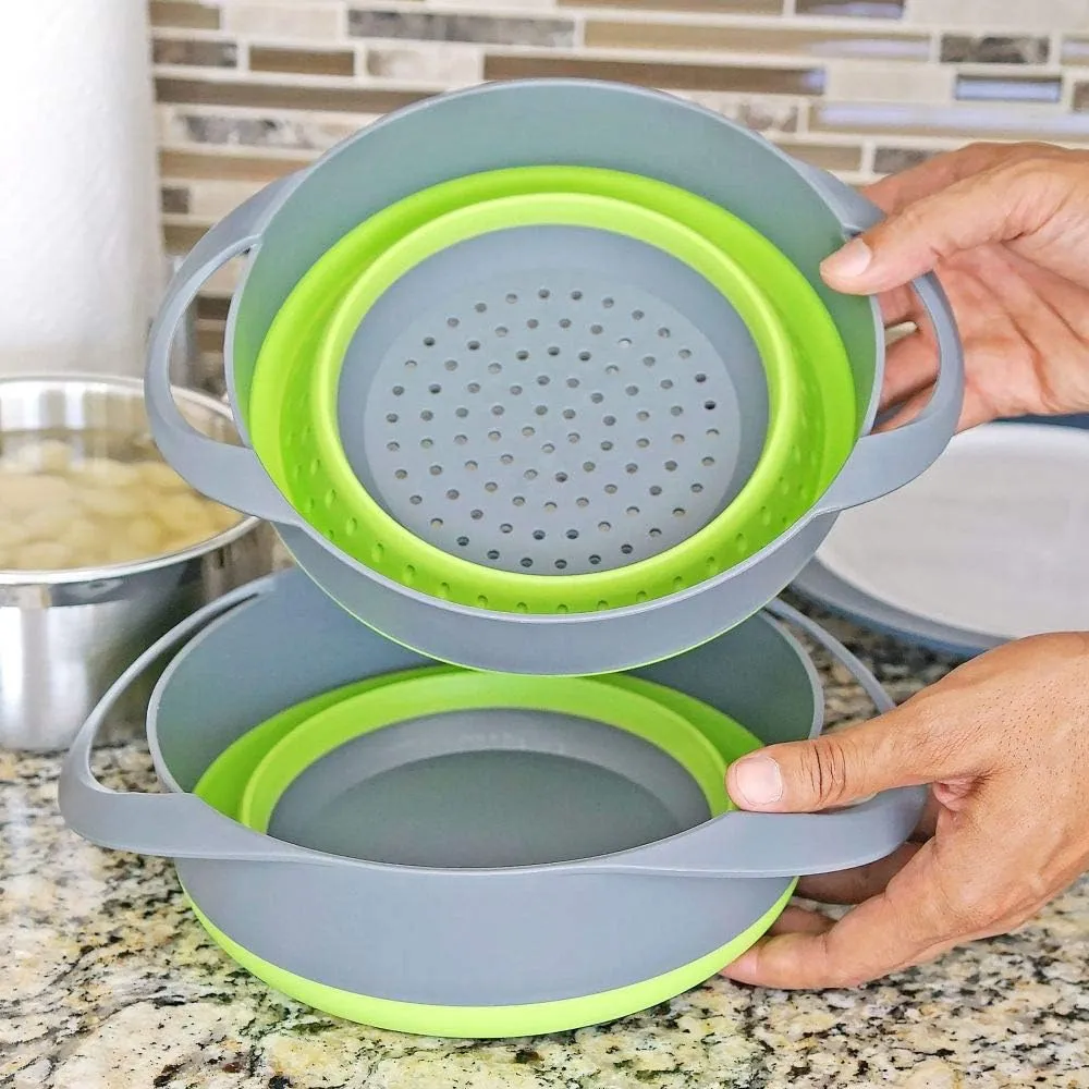 Collapsible Strainer and Bowl Set – Space-Saving Kitchen Colander Pack for Food Prep and Cooking