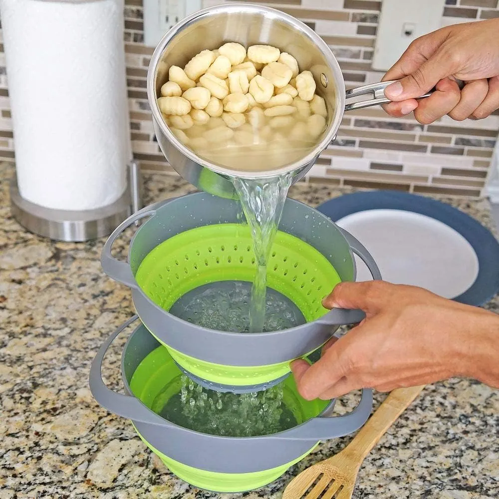 Collapsible Strainer and Bowl Set – Space-Saving Kitchen Colander Pack for Food Prep and Cooking