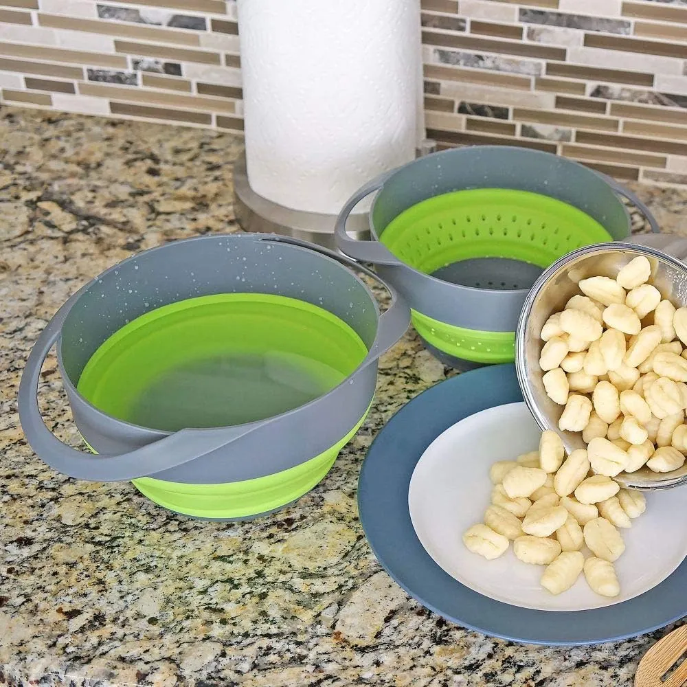 Collapsible Strainer and Bowl Set – Space-Saving Kitchen Colander Pack for Food Prep and Cooking