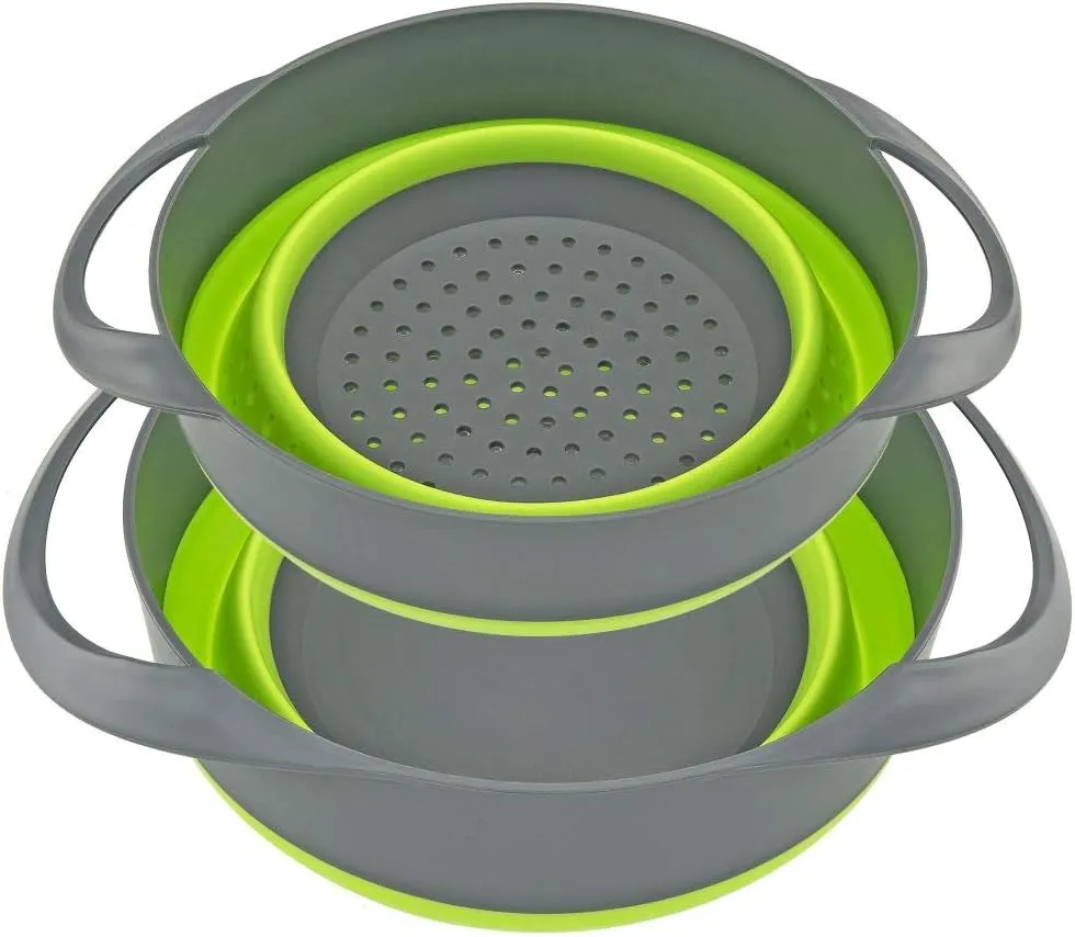 Collapsible Strainer and Bowl Set – Space-Saving Kitchen Colander Pack for Food Prep and Cooking