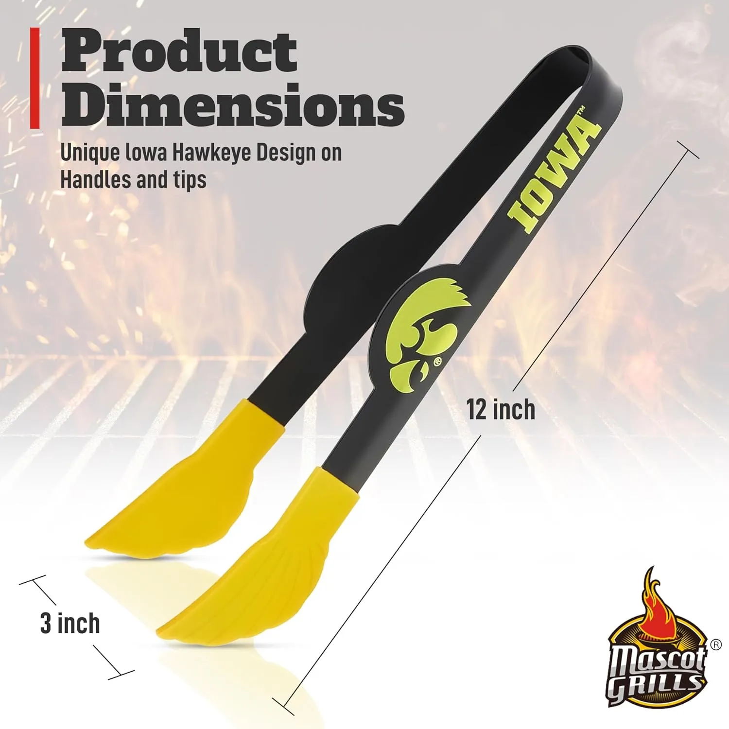 Collegiate Tongs - Rust Resistant Kitchen & BBQ Grilling Tongs - Ideal Gift for Tailgaters, Campers and Outdoor Cooking