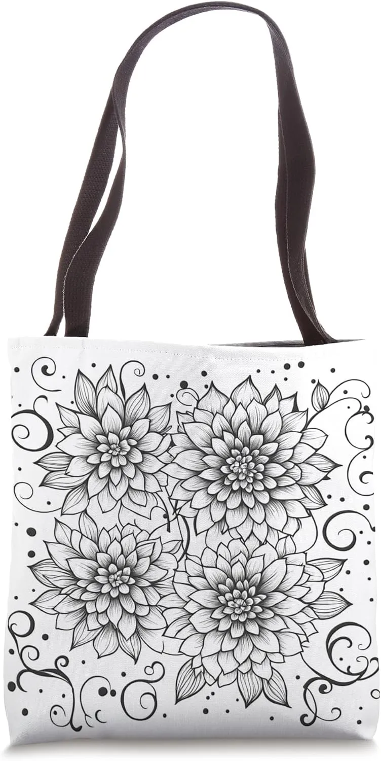 Color Your Bag Choose Your Own Colors Coloring Adult Flowers Tote Bag