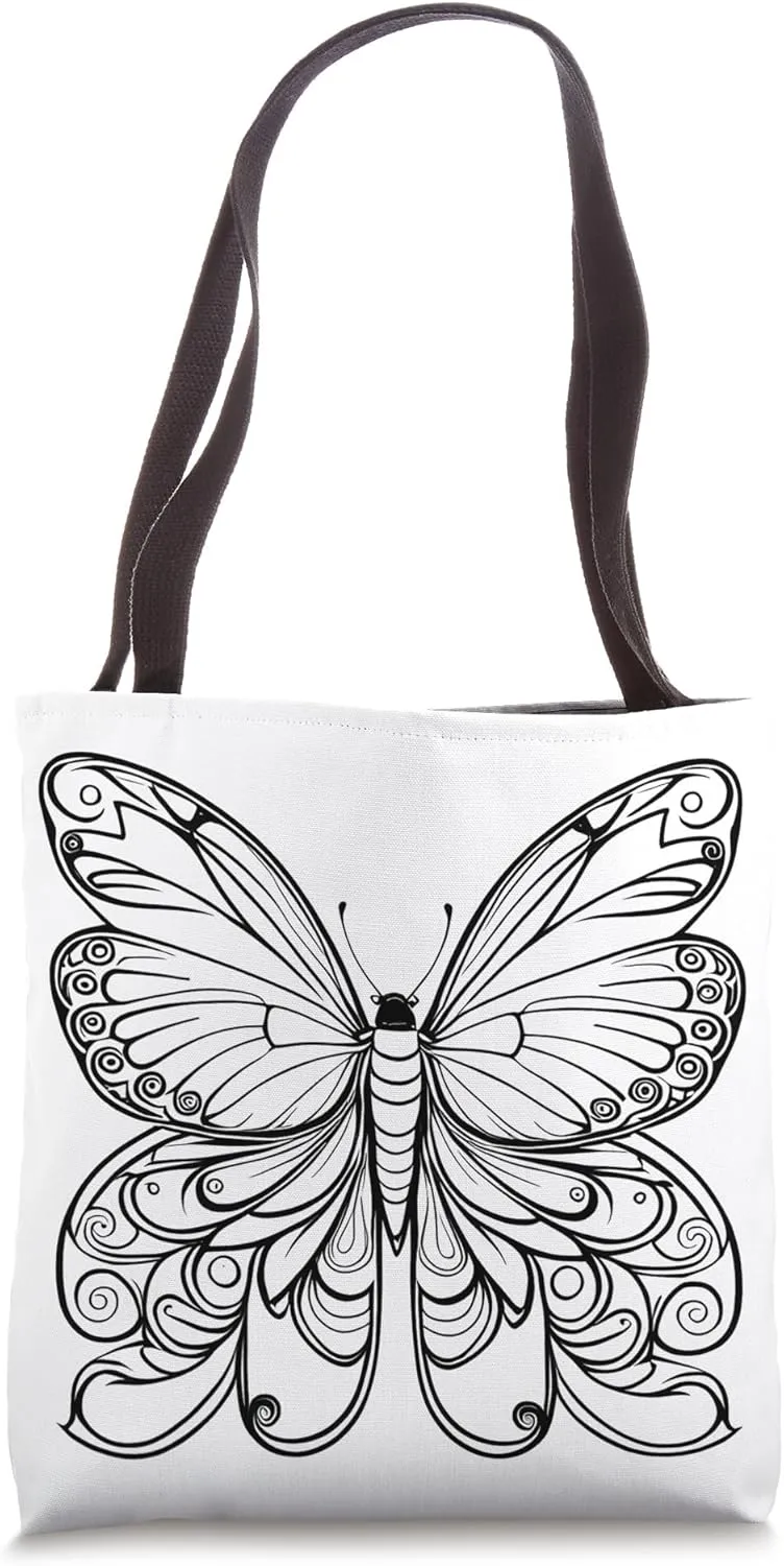 Color Your Bag Your Own Colors Coloring Adult Butterfly Tote Bag