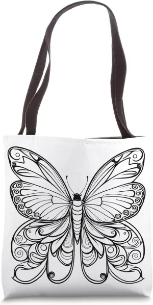 Color Your Bag Your Own Colors Coloring Adult Butterfly Tote Bag