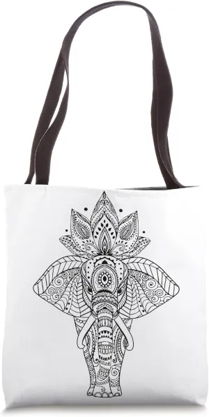 Color Your Bag Your Own Colors Coloring Adult Elephant Tote Bag
