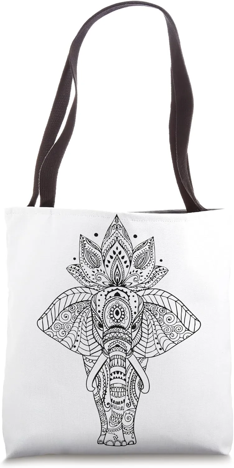 Color Your Bag Your Own Colors Coloring Adult Elephant Tote Bag