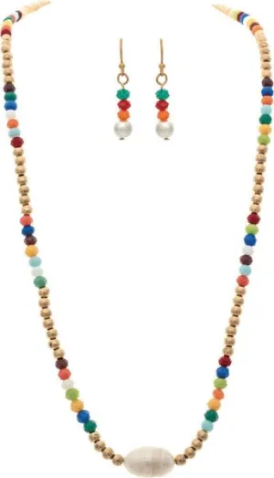 Colorful Freshwater Pearl Center Necklace Set